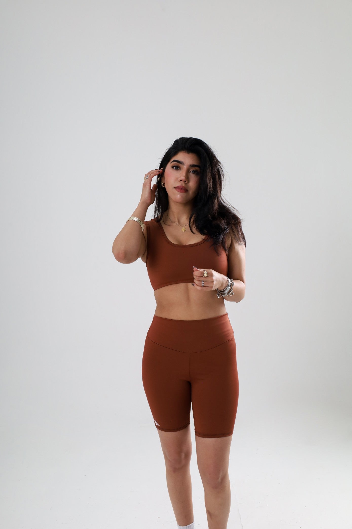 Conjunto Deportivo Mujer - Arcilla (Top + Biker)
